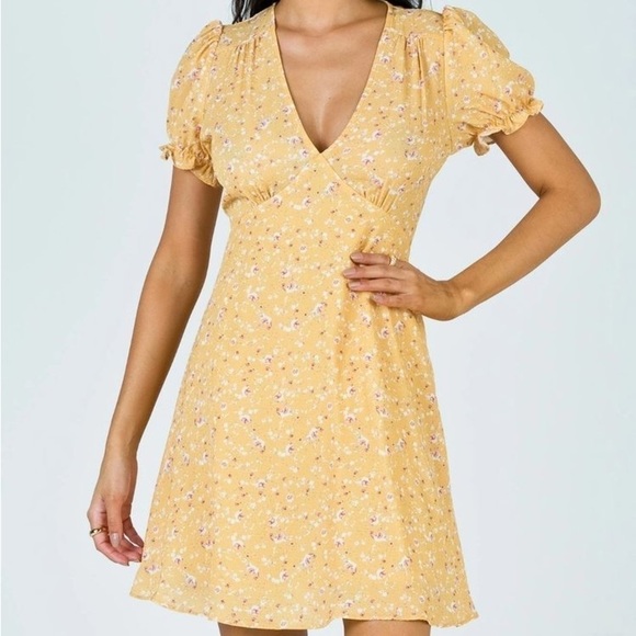 PRINCESS POLLY Paulo Mini Dress Yellow - Picture 2 of 5